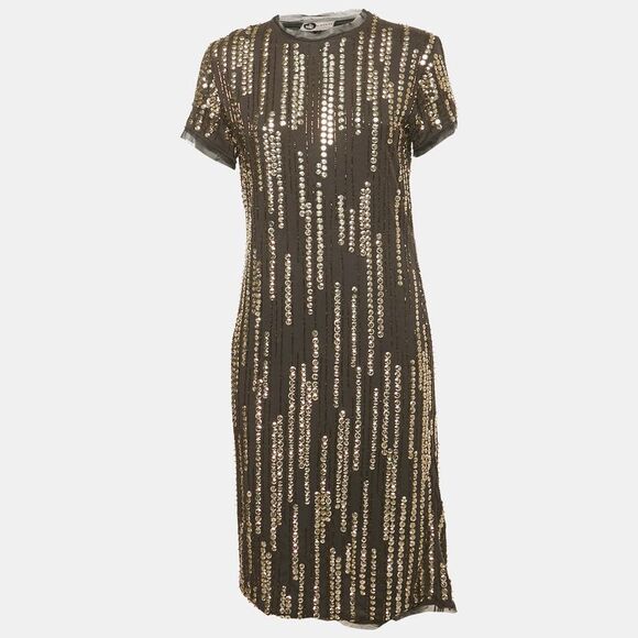 Lanvin Black Sequin Embellished Jersey Short Dress S